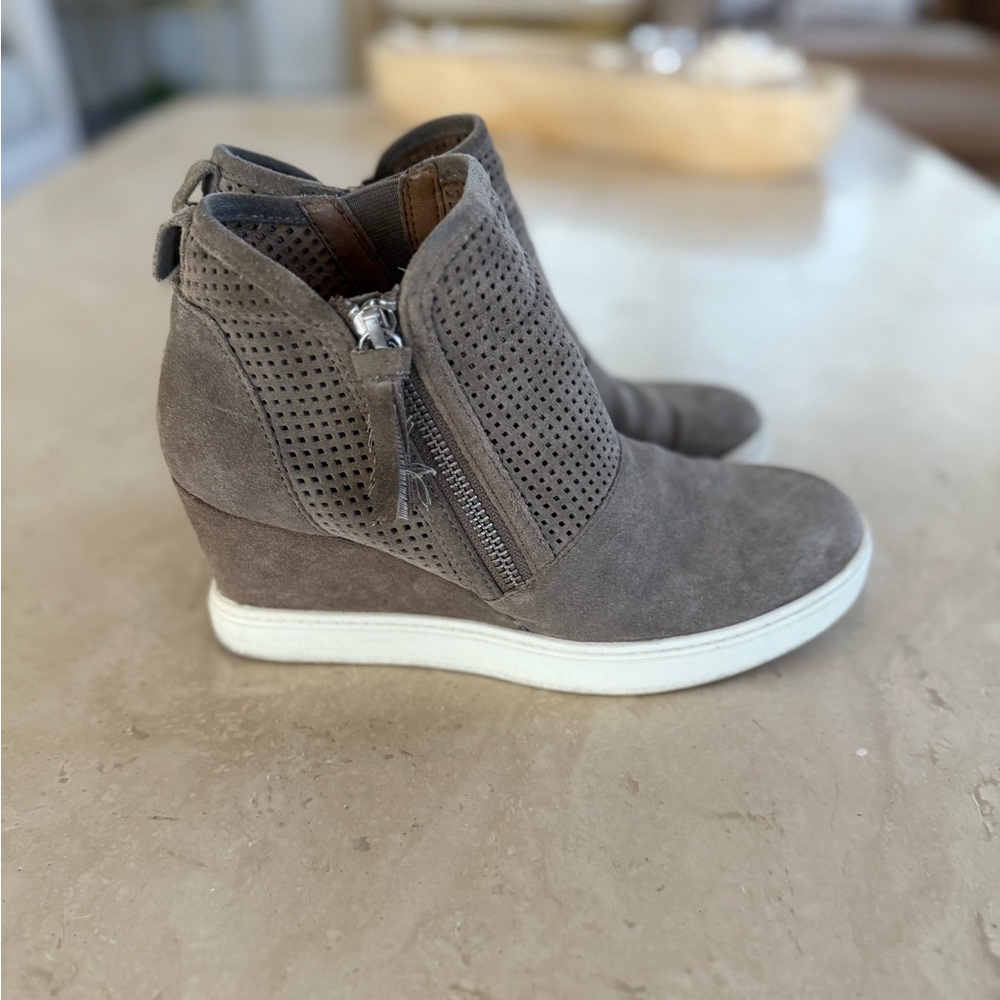 Sofft TaupeSuede Wedge Sneaker Booties
